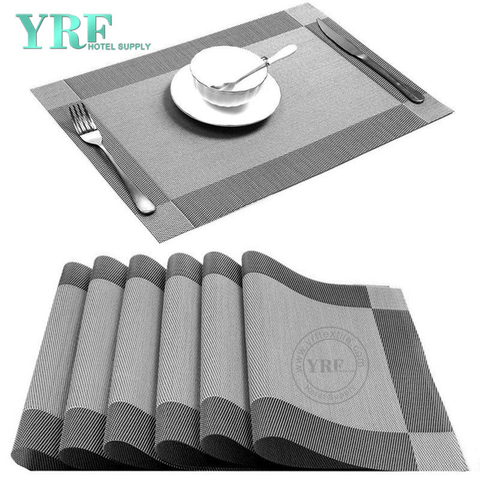 Banquet Rectangular Vinyl Washable Stain Resistant Silver Grey Placemats