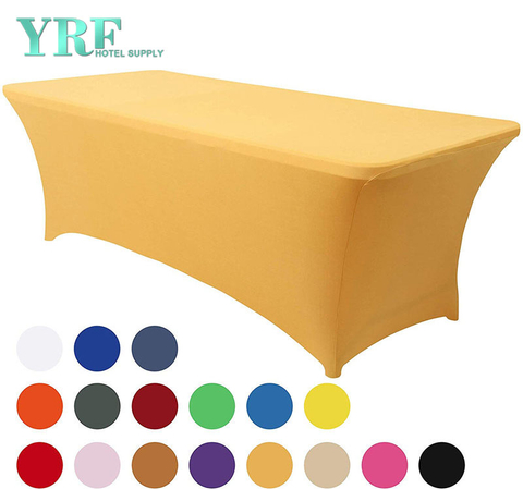 Rectangular Stretch Spandex Table Cover Gold 4ft/48"L x 24"W x 30"H Polyester For Hotel