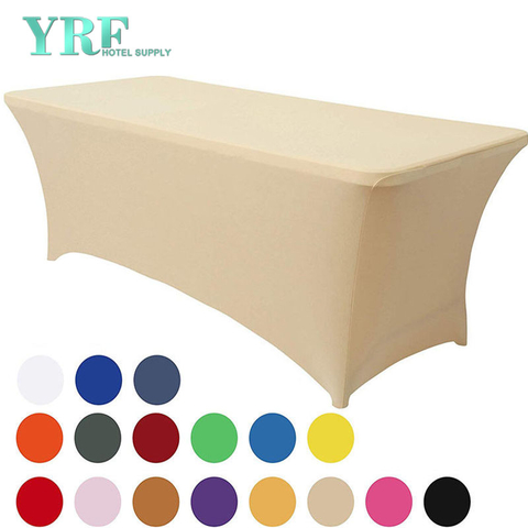 Rectangular Stretch Spandex Table Cover Beige 8ft/96"L x 30"W x 30"H Polyester For Party