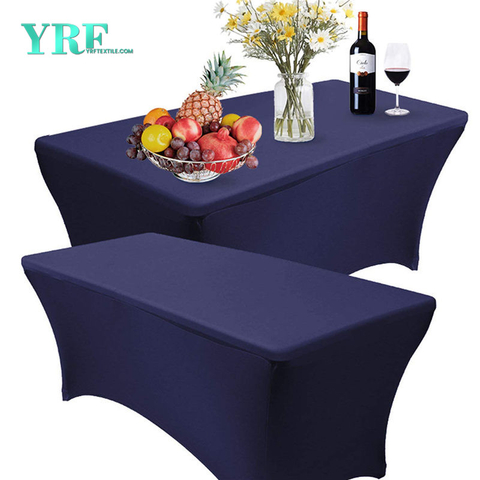 Rectangular Fitted Spandex Table Cover Navy Blue 6ft Pure Polyester Wrinkle Free For Party