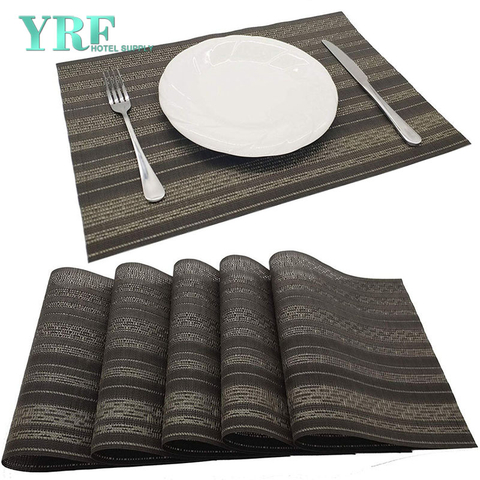 Dining Square Woven Non-stain Washable Black And Cream Table Mats