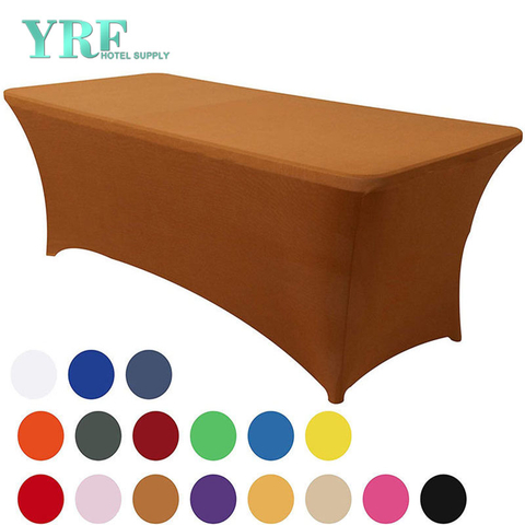Oblong Stretch Spandex Table Cover Light Coffee 8ft/96"L x 30"W x 30"H Polyester For Folding Tables