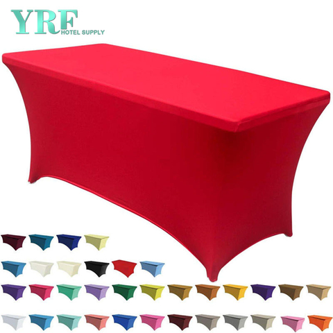Oblong Stretch Spandex Table Cover Red 8ft/96"L x 30"W x 30"H Polyester For Folding Tables
