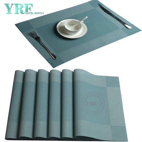Party Rectangular PVC Washable Heat-Resistant Blue Placemats