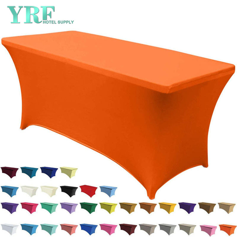 Rectangular Stretch Spandex Table Cover Orange 8ft/96"L x 30"W x 30"H Polyester For Party