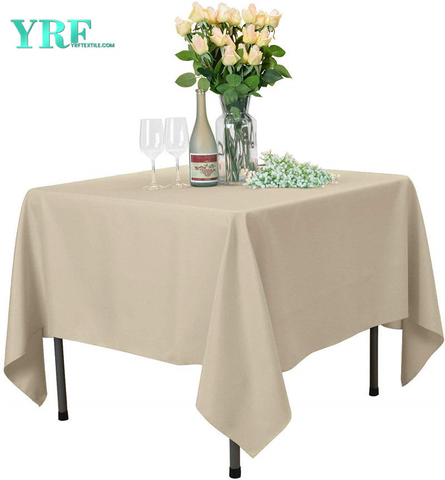 Square Table Cloth Pure Beige 54x54 inch Pure 100% Polyester Wrinkle Free For Parties