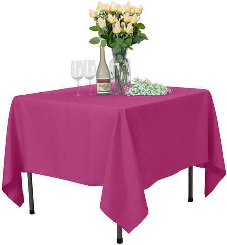 Square Table Cloth Pure Fuchsia 54x54 inch 100% Polyester Wrinkle Free for Hotel