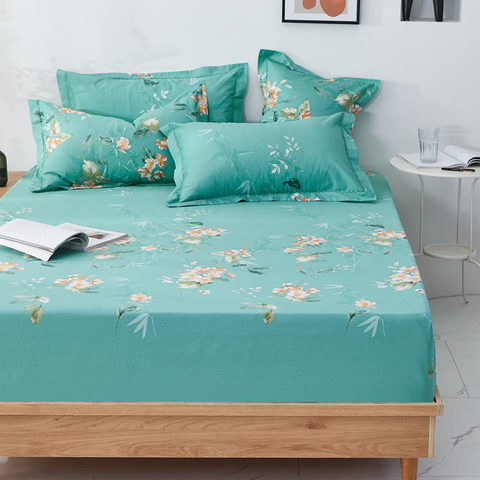 Comfortable Fade Fitted Cover Deep Pockets Turquoise Printed Bed Linen