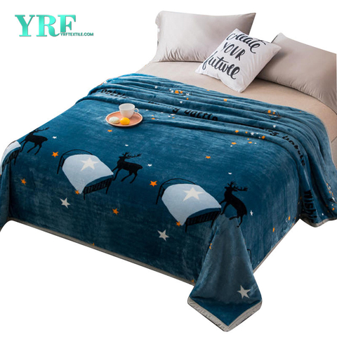 Summer And Autumn Comfortable Fluffy Warm Dark Blue Cartoon Painting Blankets For Full