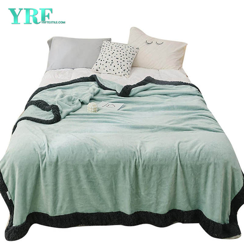 Queen Size Bedding Throws Blanket Light Green&Black Polyester Fluffy Warm