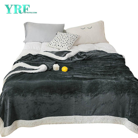 King Bed Coral Fleece Blanket Dark grey&White Modern Style Winter Thick