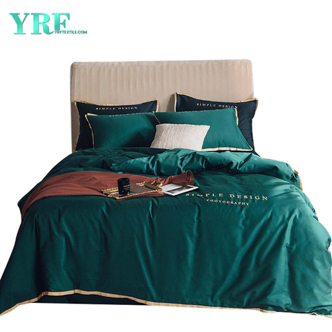 Home Textile Simple Style 400 Thread Count Embroidery Bed Linen Forest Green