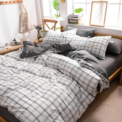 Hot Sale Condo Plaid High Quality Cotton Fabric Bed Sheet