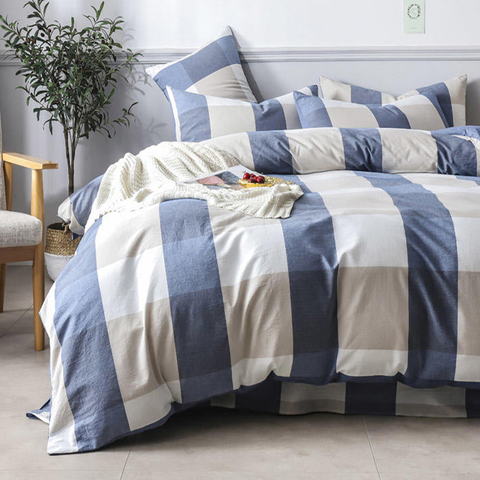 Home Bedding Cotton Fabric Bed Sheets 4 PCS King Bed