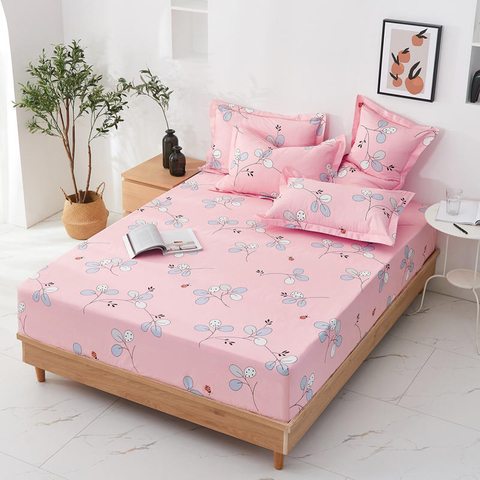 Wholesale Fitted Sheet Deep Pockets Light Pink Printed Bedding Set