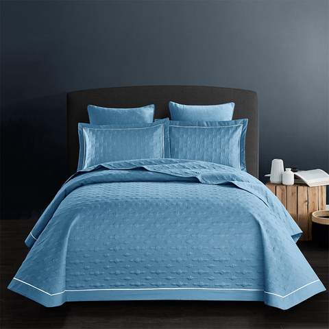 Hotel Decoration Quilt Bedspread Sets Lightweight Queen Collection Sky Blue