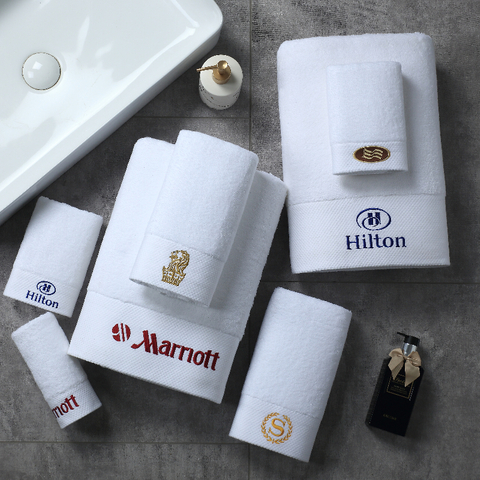 High Quality Custom Logo 100% Cotton Luxury Hotel Towels Set